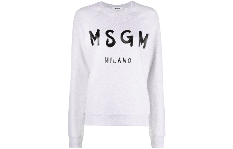 MSGM FW21 Grey Unisex Crewneck Sweatshirt with Logo Graphic 2000MDM5-132000-04