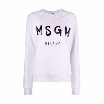 MSGM FW21 Grey Unisex Crewneck Sweatshirt with Logo Graphic 2000MDM5-132000-04