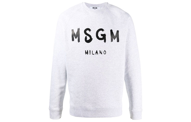 MSGM FW21 Logo Crewneck Sweatshirt Grey Mens 2940MM104207597-94