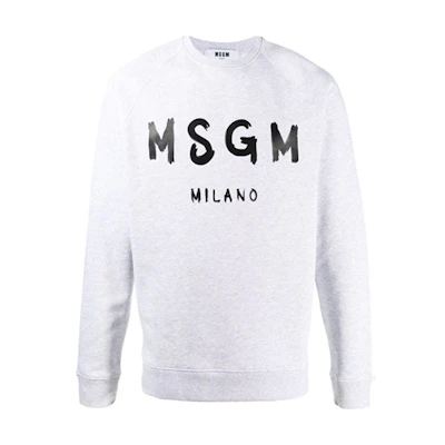 MSGM FW21 Logo Crewneck Sweatshirt Grey Mens 2940MM104207597-94