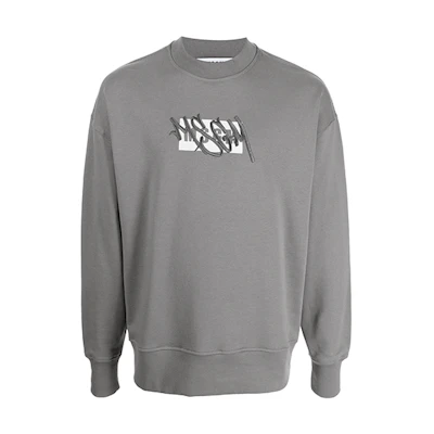 MSGM FW21 Logo Embroidered Sweatshirt Grey 3140MM1032-1759992-31