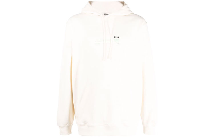 MSGM FW21 Logo Hoodie Men’s Long Sleeve Solid Color Off-White 3140MM191217789-02