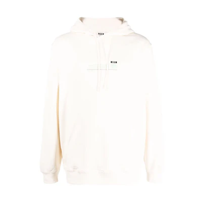 MSGM FW21 Logo Hoodie Men’s Long Sleeve Solid Color Off-White 3140MM191217789-02
