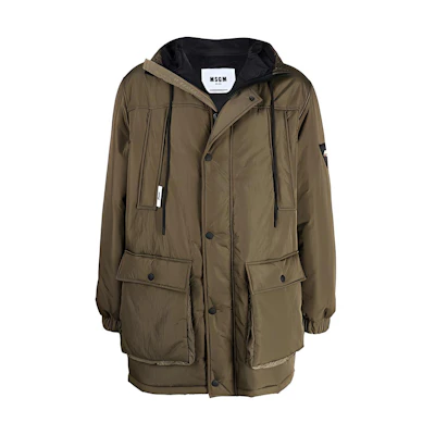 MSGM FW21 Logo Patch Solid Puffer Jacket Brown 3140MH10217509-37