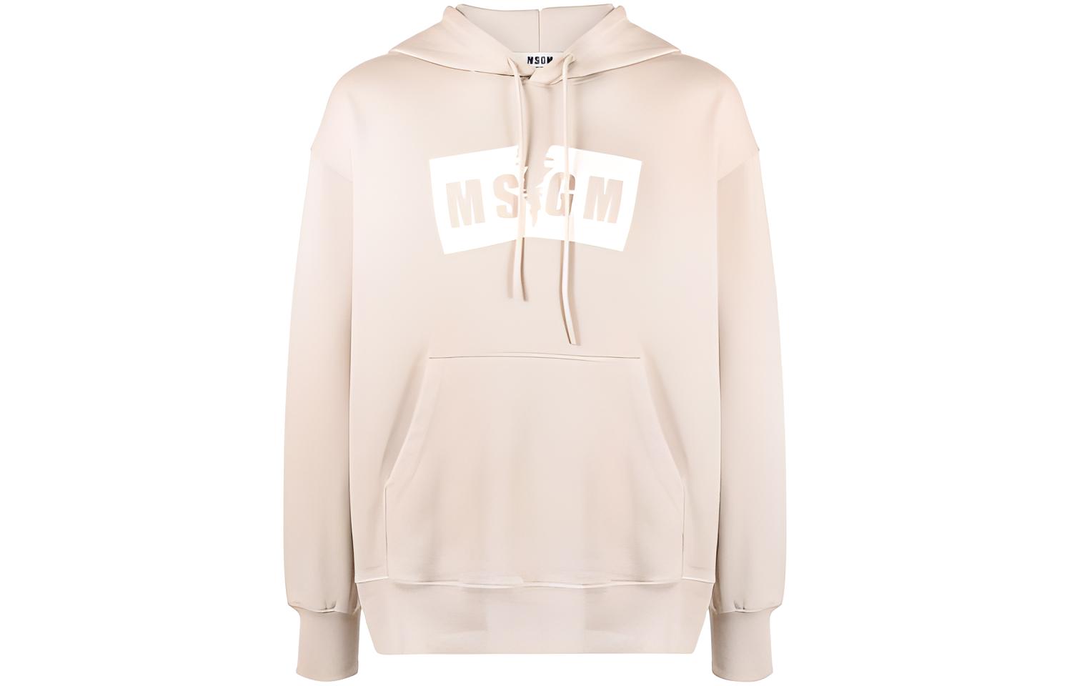 MSGM FW21 Logo Print Hoodie Khaki Men 3140MM106217599-23