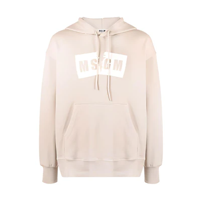 MSGM FW21 Logo Print Hoodie Khaki Men 3140MM106217599-23