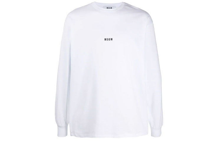 MSGM FW21 Logo Print Long Sleeve Sweatshirt White 2840MM160-207098-01