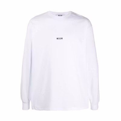 MSGM FW21 Logo Print Long Sleeve Sweatshirt White 2840MM160-207098-01