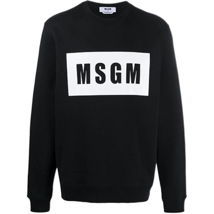 MSGM FW21 Logo Print Pullover Sweatshirt Black () 2940MM68-207599-99