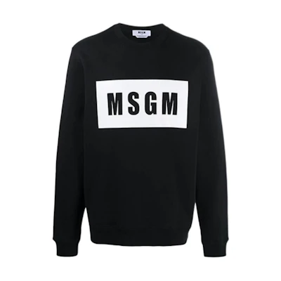 MSGM FW21 Logo Print Pullover Sweatshirt Black () 2940MM68-207599-99