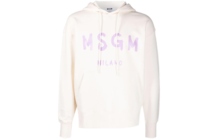 MSGM FW21 Logo Printed Hoodie White () 3140MM515217599-02