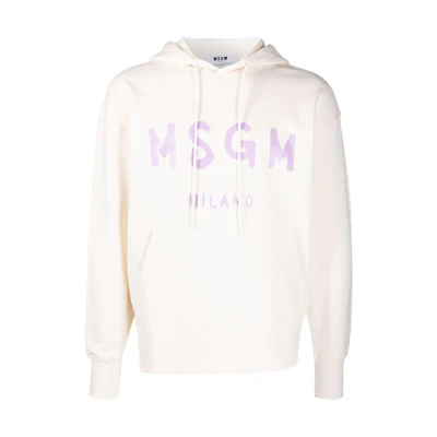 MSGM FW21 Logo Printed Hoodie White () 3140MM515217599-02