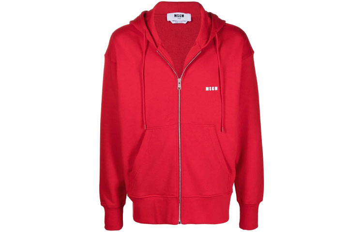 MSGM FW21 Logo Zip Hoodie Jacket Red - 2000MM507200000-18