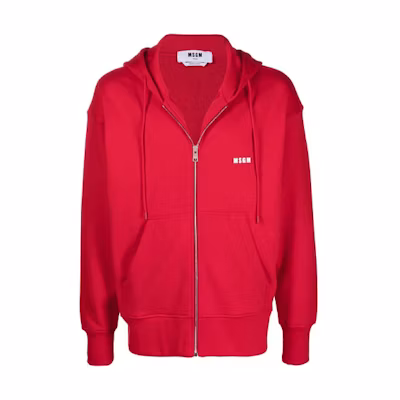 MSGM FW21 Logo Zip Hoodie Jacket Red - 2000MM507200000-18