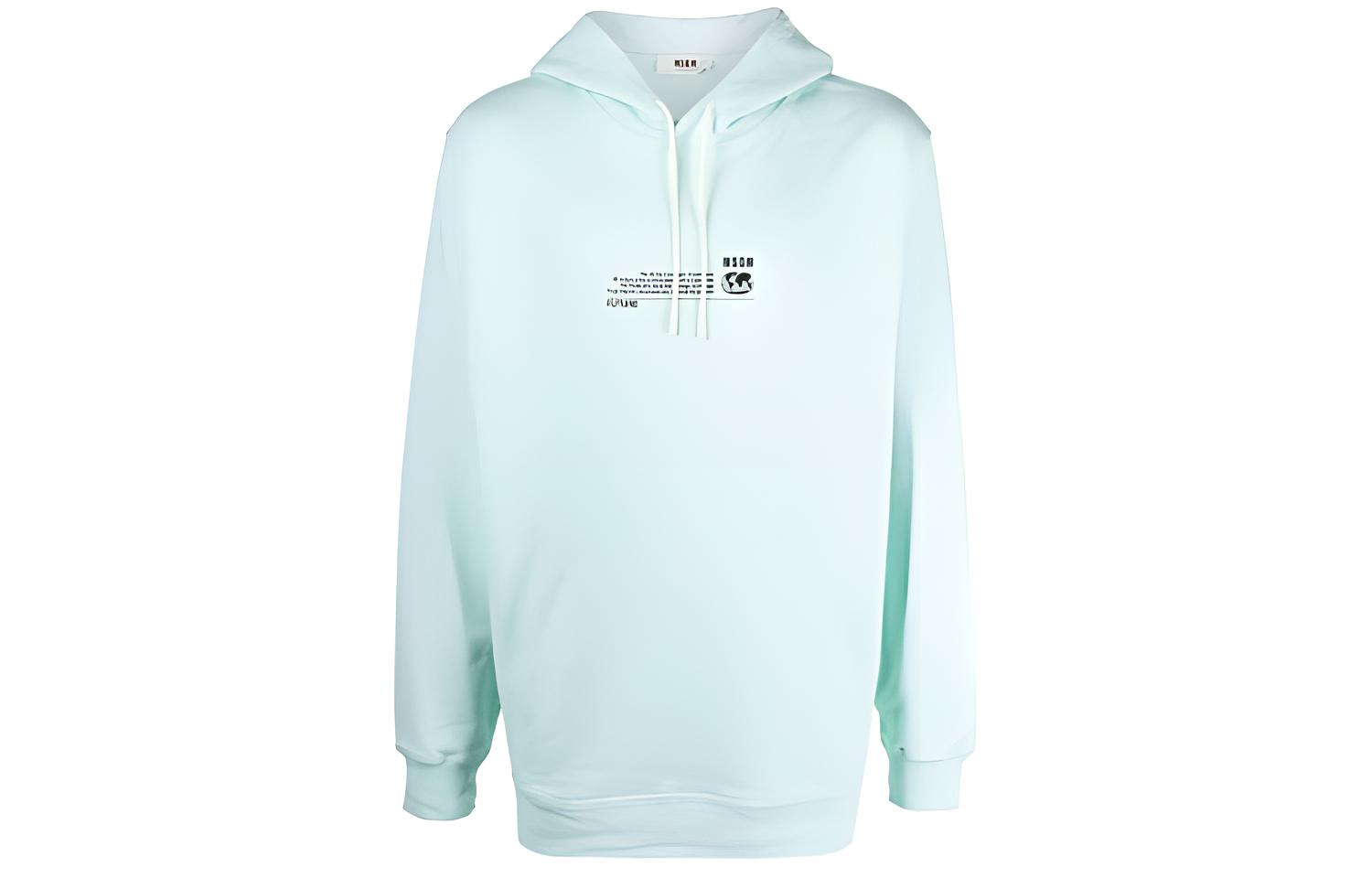 MSGM FW21 Mint Green Pullover Hoodie with Logo Print for Men 3140MM191217789-31