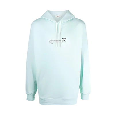 MSGM FW21 Mint Green Pullover Hoodie with Logo Print for Men 3140MM191217789-31