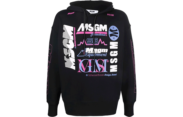 MSGM FW21 Patterned Print Hoodie Black 3140MM94217599-99