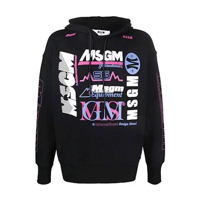 MSGM FW21 Patterned Print Hoodie Black 3140MM94217599-99