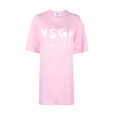 MSGM FW21 Pink Logo Printed Short-Sleeve T-Shirt Dress 2000MDA510200002-12