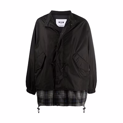 MSGM FW21 Plaid Patchwork Zip-Up Jacket Black 2940MH03Y207515-99