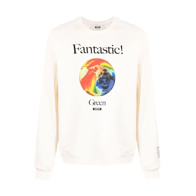 MSGM FW21 Plain Logo Print Crewneck Sweatshirt Off-White 3140MM192217789-02