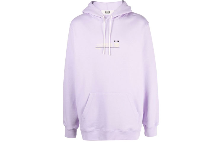 MSGM FW21 Purple Pullover Hoodie with Logo Print for Men 3140MM191217789-70
