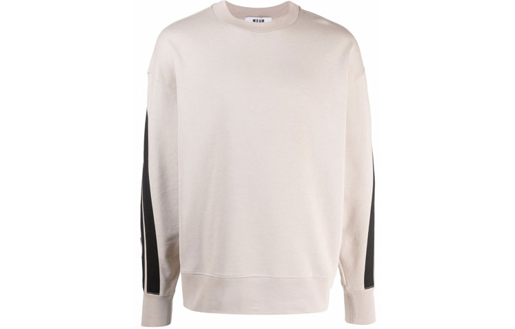 MSGM FW21 Relaxed Crewneck Pullover Sweatshirt Men Beige 3140MM90217599