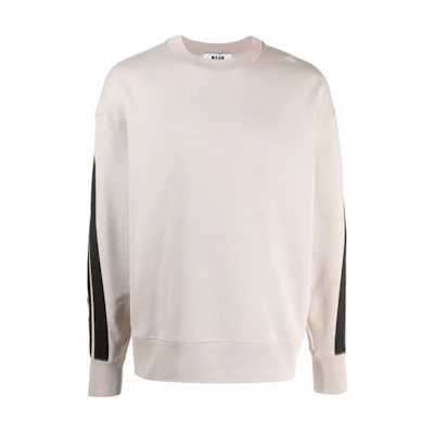 MSGM FW21 Relaxed Crewneck Pullover Sweatshirt Men Beige 3140MM90217599