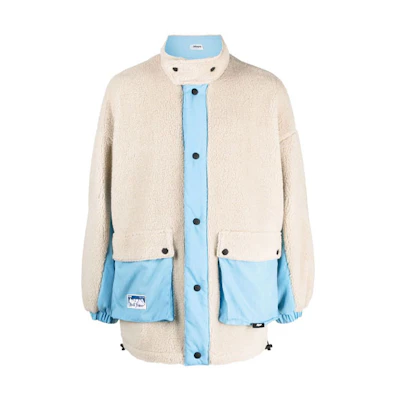 MSGM FW21 Reversible Faux Shearling Jacket White Loose Fit 3140MH12R217700-04