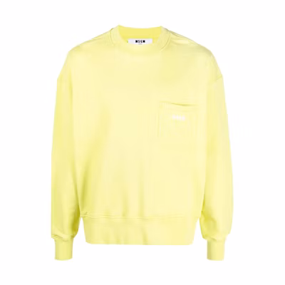 MSGM FW21 Solid Color Logo Crewneck Pullover Sweatshirt Yellow () 3040MM71217099-07