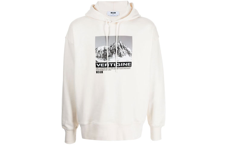 MSGM FW21 Solid Print Hoodie Off White 3140MM170217599-02