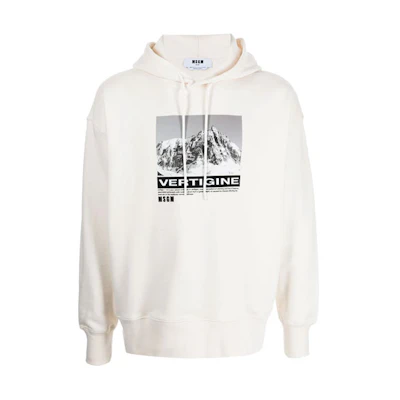 MSGM FW21 Solid Print Hoodie Off White 3140MM170217599-02