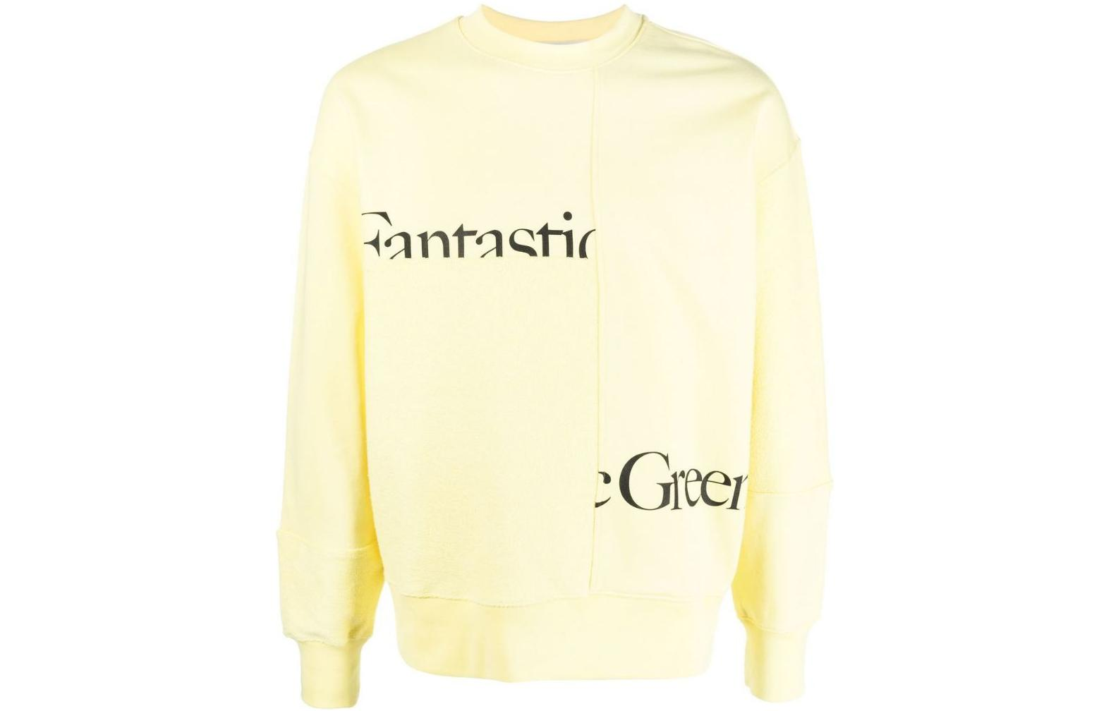 MSGM FW22 Asymmetric Logo Print Yellow Crewneck Sweatshirt Unisex 3346MM16227977-06