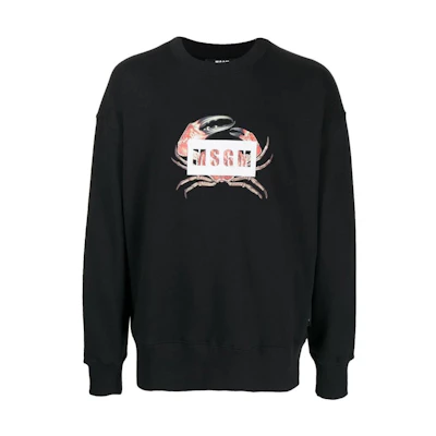 MSGM FW22 Black Long-Sleeve Sweatshirt with Solid Logo Print for Men 3240MM1032272999999