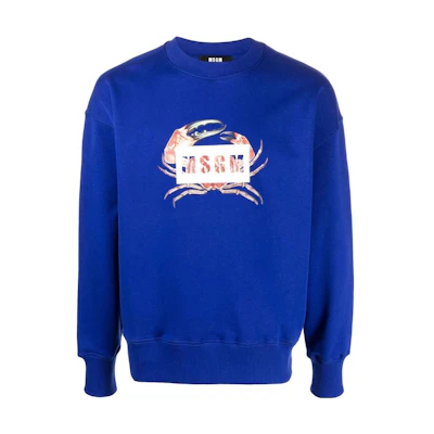 MSGM FW22 Blue Logo Print Long Sleeve Sweatshirt 3240MM10322729985