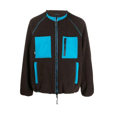 MSGM FW22 Colorblock Patch Pocket Fleece Jacket Brown () 3340MH08Y227501