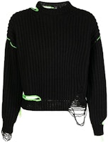 MSGM FW22 Contrast Ribbed Crewneck Pullover Sweater Green . 3340MM124227575-99 MSGM FW22 Contrast Ribbed Crewneck Pullover Sweater Green . 3340MM124227575-99