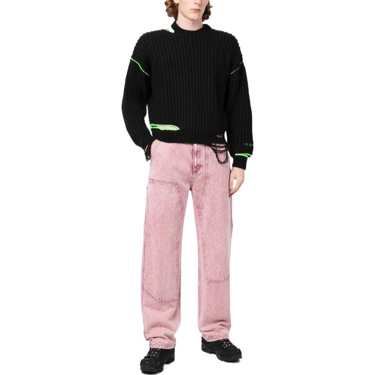 Lookbook MSGM FW22 대비 리브 크루넥 풀오버 스웨터 그린. 3340MM124227575-99