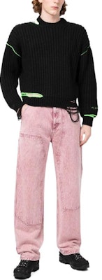MSGM FW22 대비 리브 크루넥 풀오버 스웨터 그린. 3340MM124227575-99 Lookbook MSGM FW22 대비 리브 크루넥 풀오버 스웨터 그린. 3340MM124227575-99