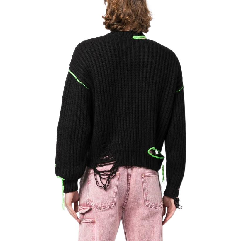 Shop MSGM FW22 대비 리브 크루넥 풀오버 스웨터 그린. 3340MM124227575-99