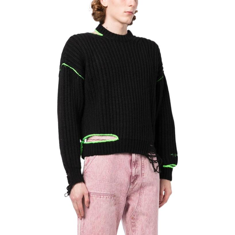 Purchase MSGM FW22 대비 리브 크루넥 풀오버 스웨터 그린. 3340MM124227575-99