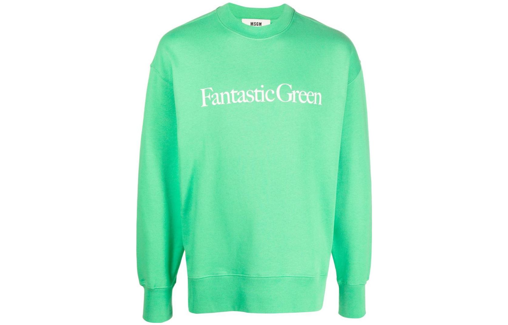 MSGM FW22 Graphic Print Cotton Sweatshirt Green - 3240MM191227289-36