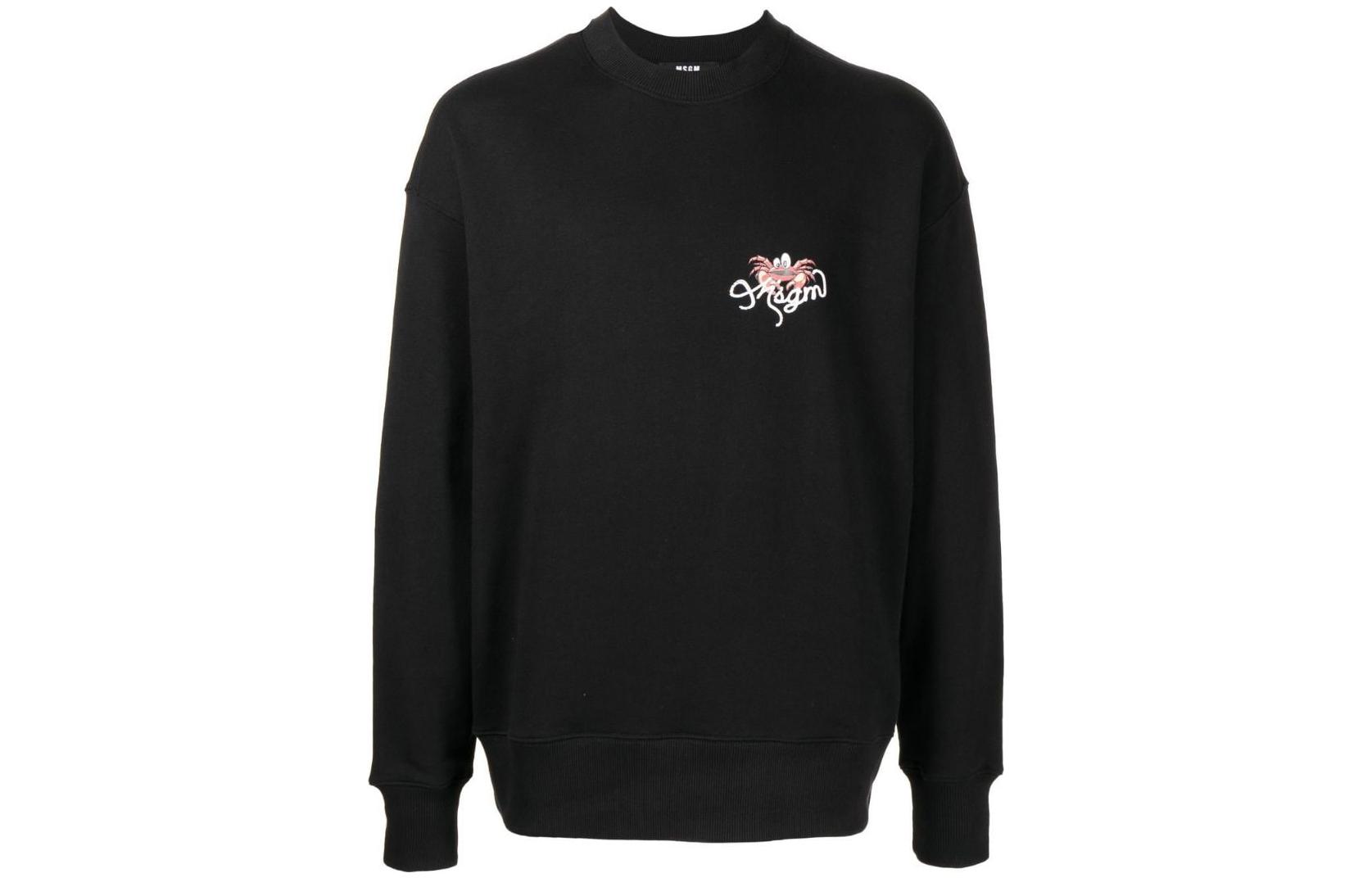 MSGM FW22 Graphic Print Crewneck Pullover Sweatshirt Black () 3240MM107227299-99