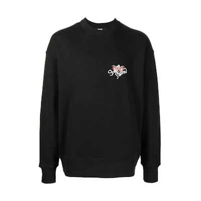 MSGM FW22 Graphic Print Crewneck Pullover Sweatshirt Black () 3240MM107227299-99