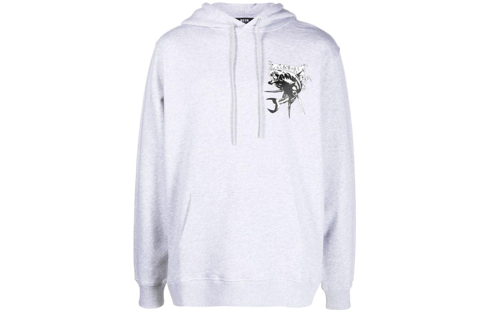 MSGM FW22 Graphic Print Hoodie White Long Sleeve 3240MM10522729794