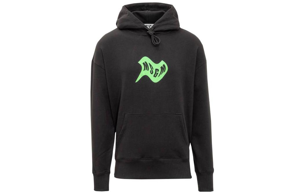 MSGM FW22 Graphic Print Pullover Hoodie Black 3340MM177227799-99