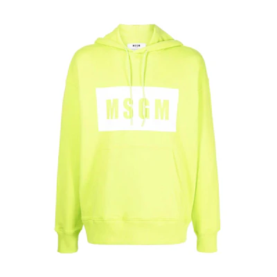 MSGM FW22 Green Logo Print Drawstring Hoodie 3240MM525227299-33