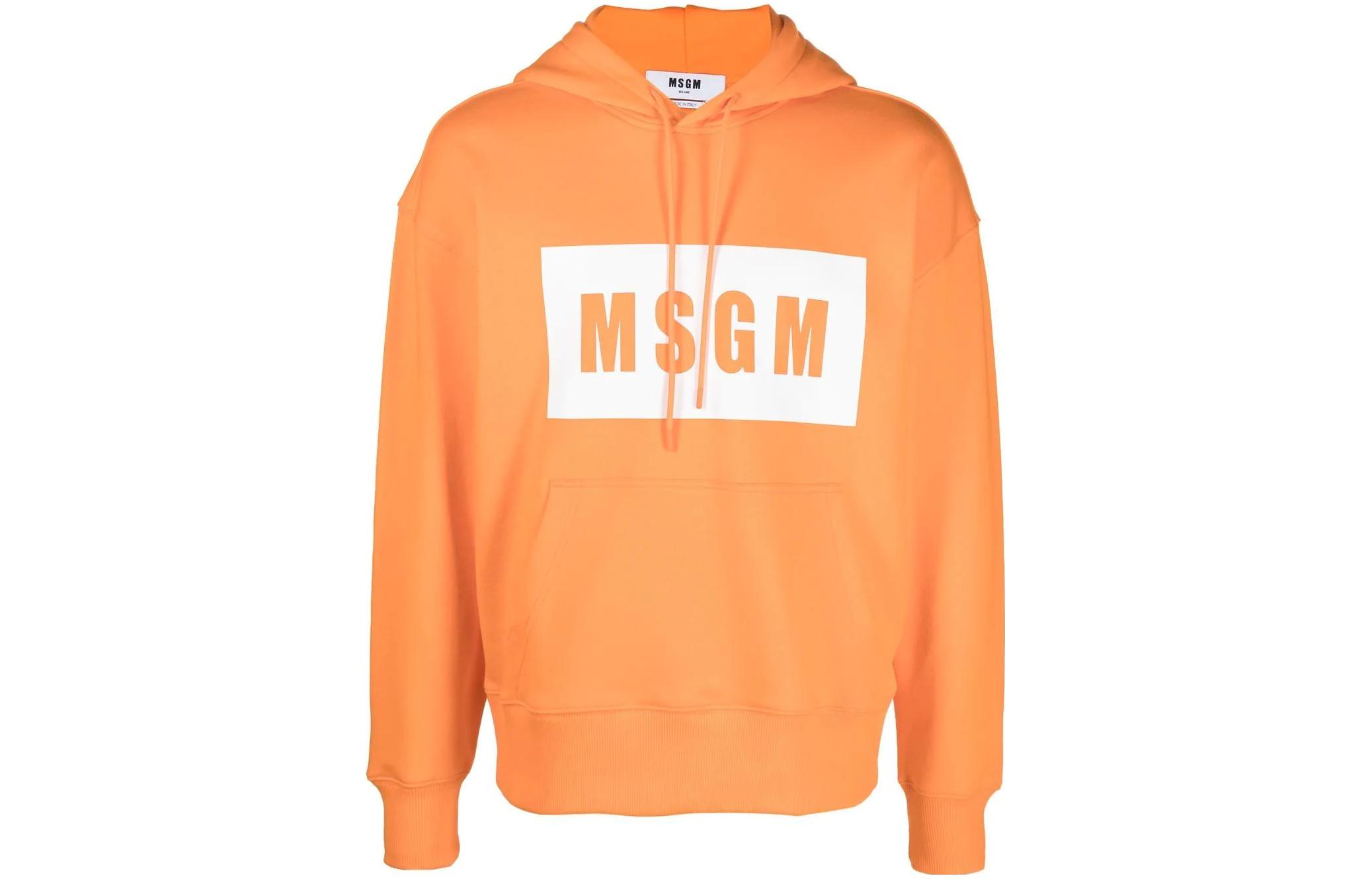 MSGM FW22 Hoodie Orange with Logo Print and Drawstring 3340MM525227799-10