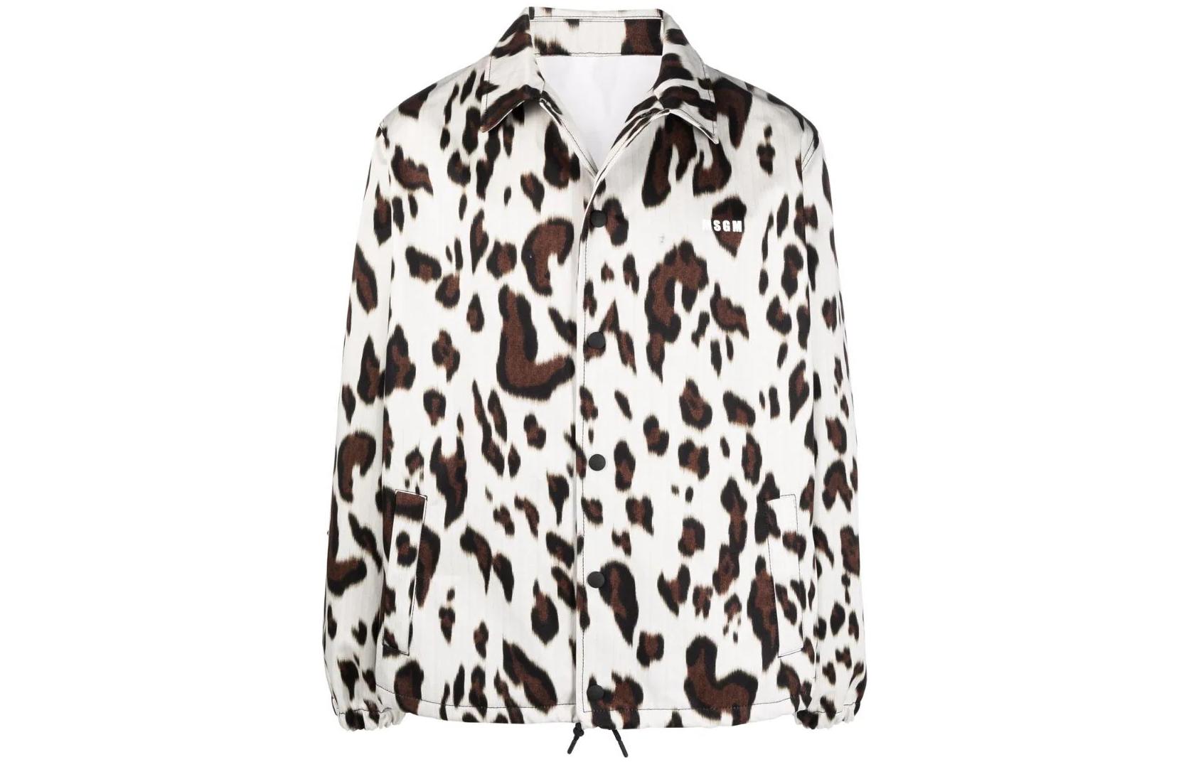 MSGM FW22 Leopard Print Zip Jacket Brown 3140MH15X21755423