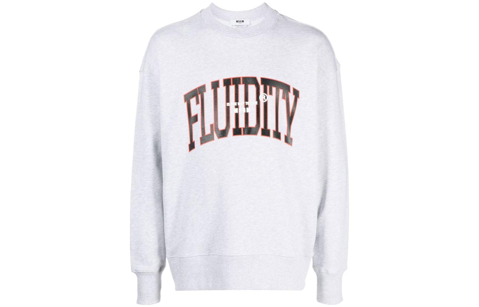 MSGM FW22 Letter Print Oversized Crewneck Sweatshirt Grey Men’s 3340MM169227797-94